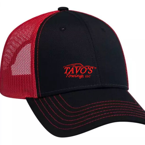 6 panel low profile mesh back trucker hat - Red Thumbnail